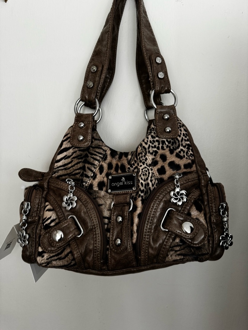 Angel kiss brown leopard bag